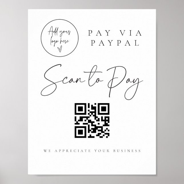 Poster Digitalizar Código QR Assinar Valeta de Bar de Cas (Frente)