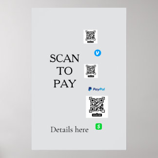 Poster digitalizar para pagar detalhes do código QR do ve