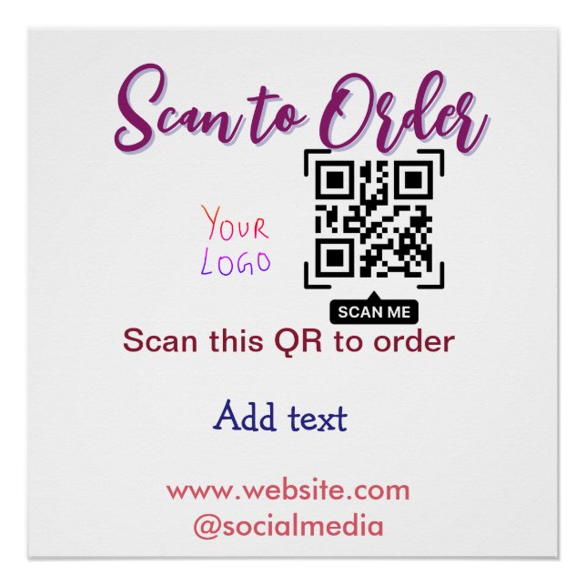 Pôster digitalize para encomendar código Qr e-mail site l (Frente)