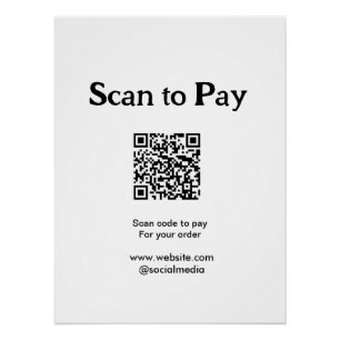 Pôster Digitalize para pagar o código QR do pedido adicio