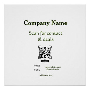 Pôster digitalize QR para contato e negócios nome do site