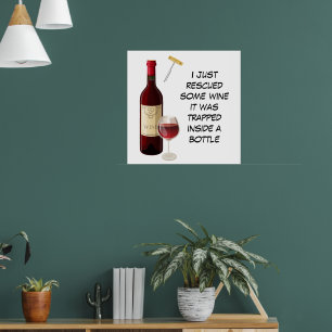 Poster Diluição da garrafa de vinho e do vidro