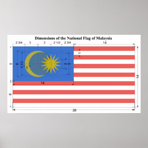 Pôster Dimensões da bandeira nacional de Malaysia