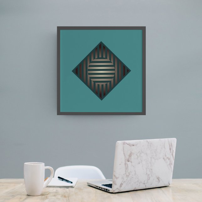 Poster Dimensões internas: Linhas em Verde Azul e Cinzas (Criador carregado)