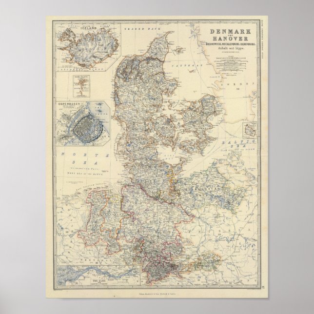 Pôster Dinamarca, Hanover, Brunswick, Mecklenburg (Frente)