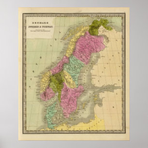 Pôster Dinamarca, suecia e Noruega