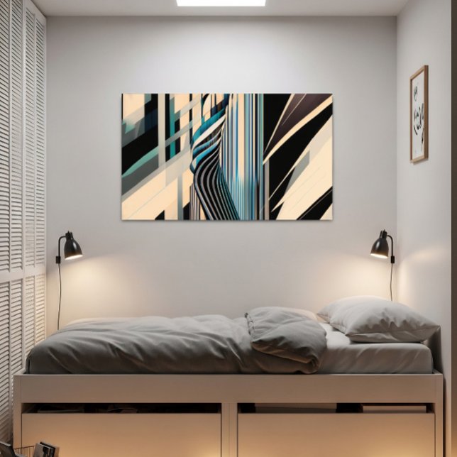 Poster Dinâmicas Abstratas Modernas em Azul e Creme (Criador carregado)