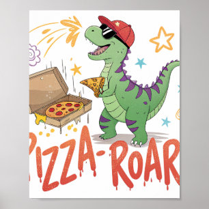 Poster Dinaour come pizza para amante de comida
