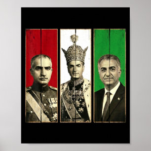 Poster dinastia Pahlavi três gerações reza shahPahlavi
