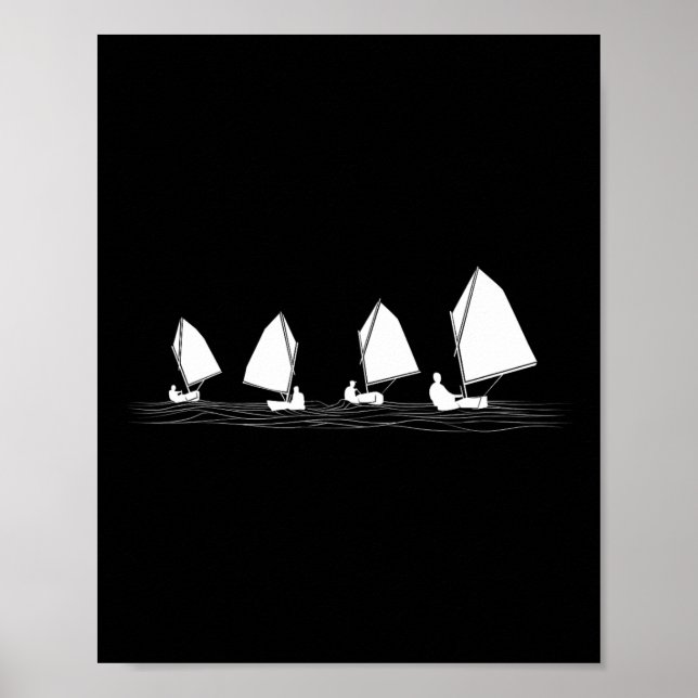Poster Dinghy Sail Boat Laser Optimist Racing Sailing Las (Frente)