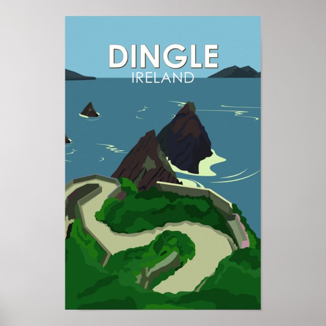 Poster Dingle Peninsula Ireland Viagem Vintage (Frente)
