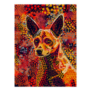 Pôster Dingo no Estilo de Arte Ponto Aborigine