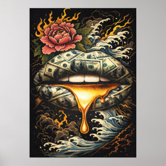 Poster Dinheiro Fala, Arte Abstrata Japonesa, Sucesso Fin