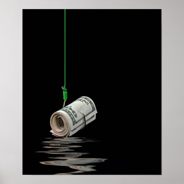 Poster dinheiro no gancho de peixe (Frente)