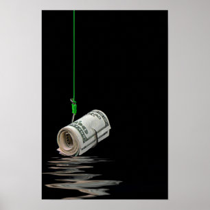 Poster dinheiro no gancho de peixe