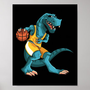 Poster Dino Engraçado Jogando Sketll Amante de T-Rex Joga