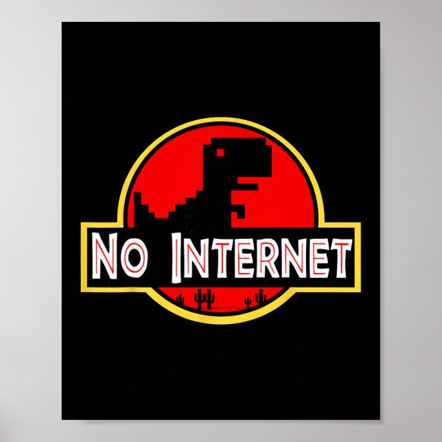 Poster Dino Engraçado Nerd Sem Internet Ciência da Comput (Frente)