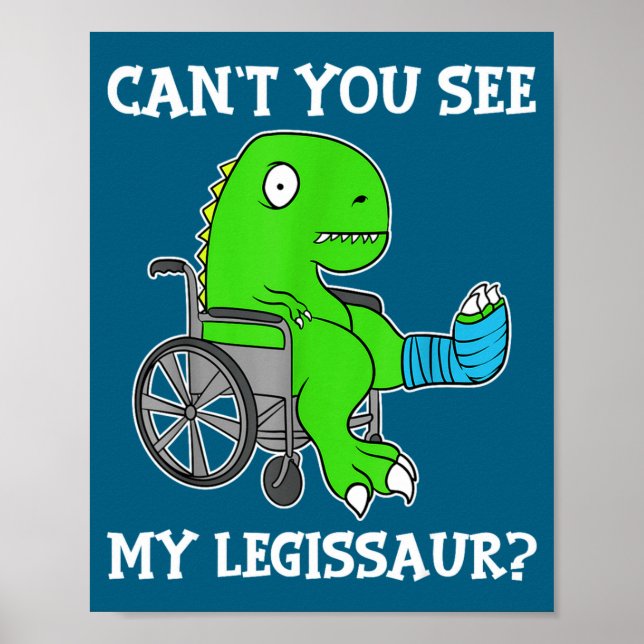 Poster Dino Funny Get Well Broken Leg Gift Dinosaur With  (Frente)