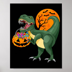 Poster Dino Halloween Engraçado Dinossauro Abóbora Y T Re