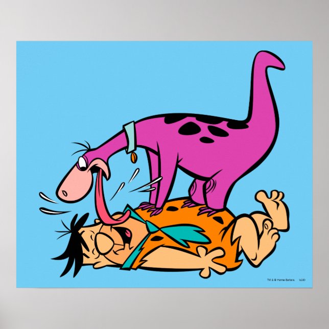 Pôster Dino Licking Fred Flintstone (Frente)