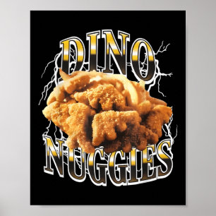 Poster Dino Nuggies Nova Engraçada Por Camiseta Masculina