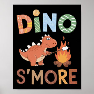 Poster Dino S'more Dinossauro Trex Acampamento Smores Kaw