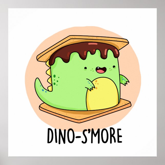 Poster Dino-Smore Engraçado Dinossaur Smore Pun (Frente)