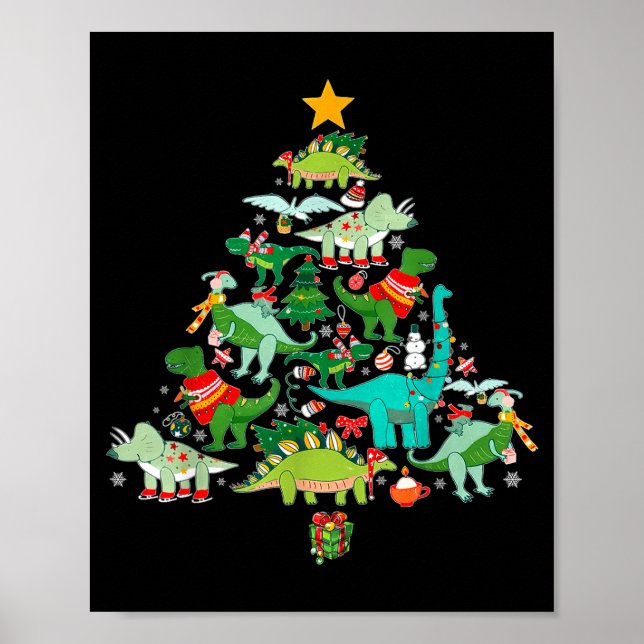 Poster Dinosaur Christmas Funny Dino Holiday Boys Kids To (Frente)