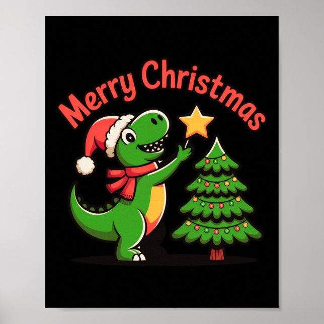 Poster Dinosaur Christmas Merry Christmas T-rex Decoratin (Frente)