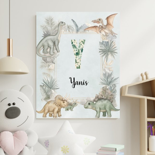 Poster Dinosaur Personalized Name Monogram Y Nursery (Criador carregado)