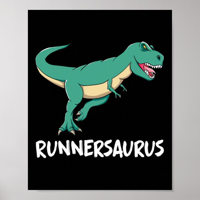 Poster Dinosaur T-rex Dino Funny Exercise Cardio Running  (Frente)