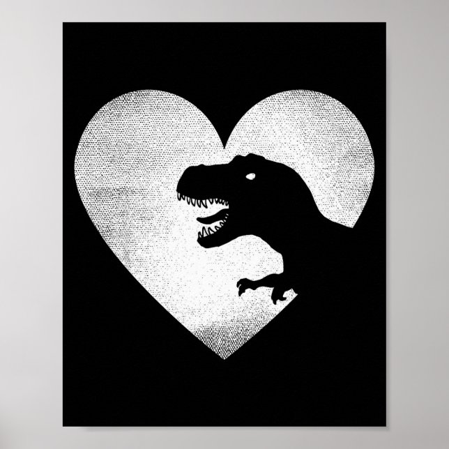 Poster Dinosaur Valentines Trex Amor Dinossauros Distress (Frente)