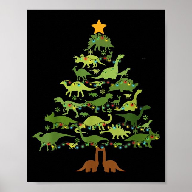 Poster Dinosaurs Christmas Kids Christmas Tree Funny Love (Frente)