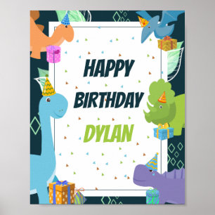 Poster Dinossaur Confetti Themed Aniversário de criança