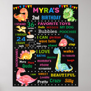 Poster Dinossaur Girl Dino Birthday