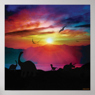 Poster Dinossaur Sunset