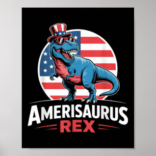 Poster Dinossauro 4º De Julho Homens Mulheres Meninas Ame