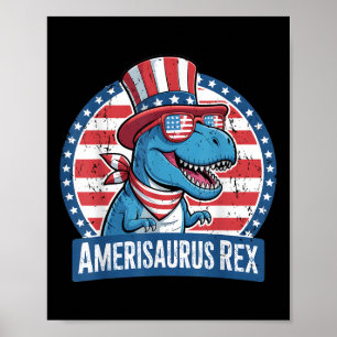 Poster Dinossauro 4º De Julho Homens Mulheres Meninas Ame