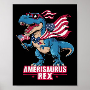 Poster Dinossauro 4º De Julho Homens Mulheres Meninas Ame