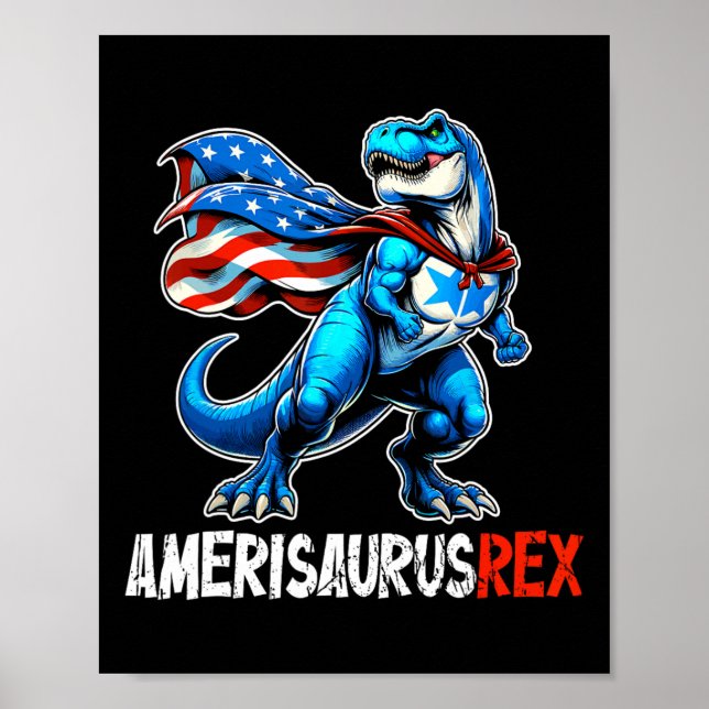 Poster Dinossauro 4 De Julho Amerissauro T Rex Funny (Frente)