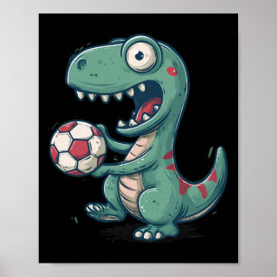 Poster Dinossauro Animado Futebol Para Juric e Amante de