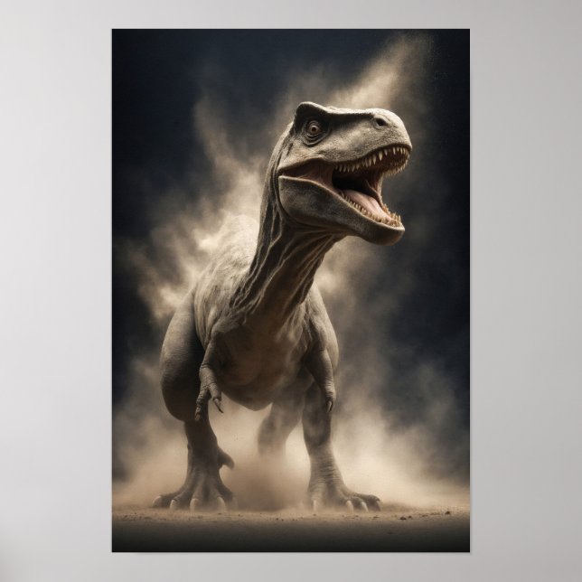 Poster Dinossauro Animal Selvagem Arte Retrato Dramática  (Frente)