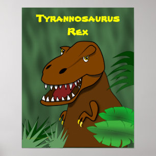 Pôster Dinossauro assustador dos desenhos animados de Rex