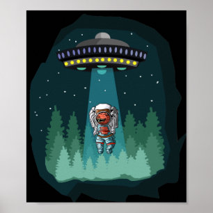 Poster Dinossauro Astronauta UFO T-Rex