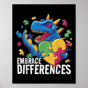 Poster Dinossauro Autismo. Aceite Diferenças. Autism Awar