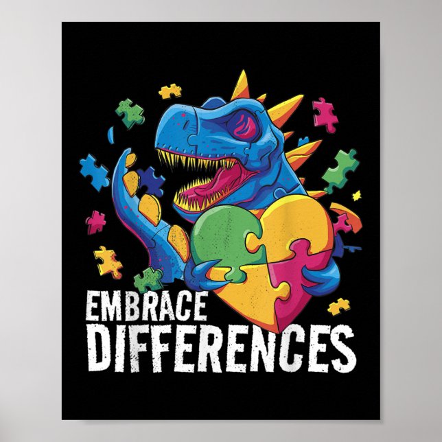 Poster Dinossauro Autismo. Aceite Diferenças. Autism Awar (Frente)