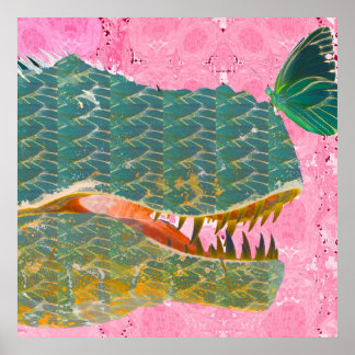 Poster Dinossauro com Impressão de Arte de Borbole