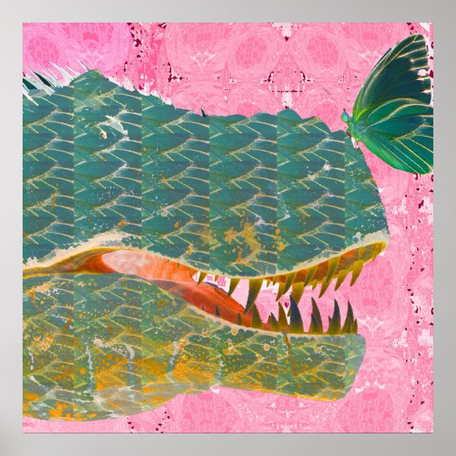 Poster Dinossauro com Impressão de Arte de Borbole (Frente)