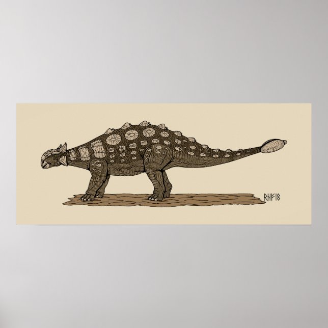Poster Dinossauro Cretáceo Ankylosaurus (Frente)