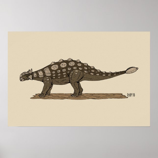 Poster Dinossauro Cretáceo Ankylosaurus (Frente)